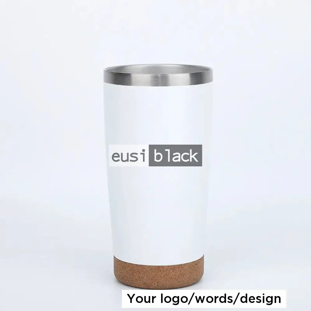 Wine cork based thermal travel mug - White