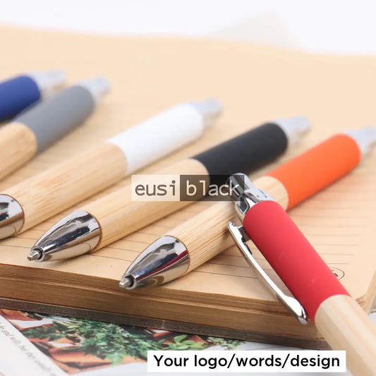 Wood plastic click pen