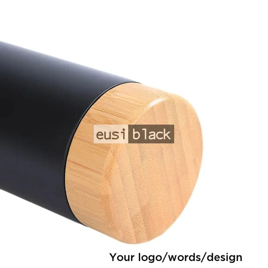 Wooden cap and base thermal bottle