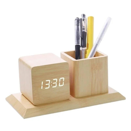 Wooden desk clock