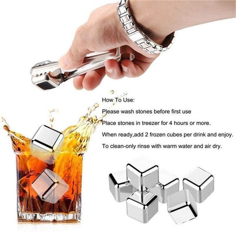 Whiskey stones set with ice tongs