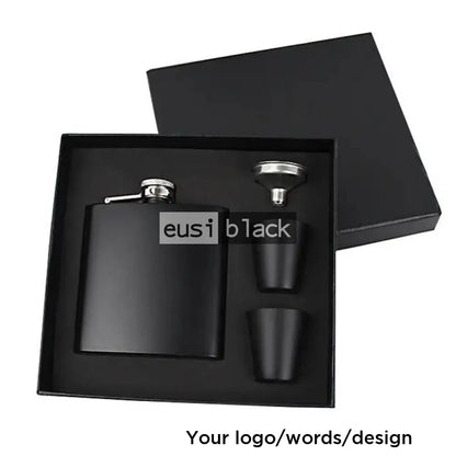 4 Piece matte hip flask set Black