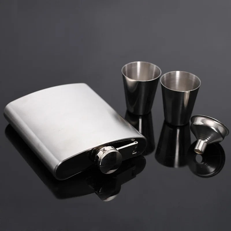 4 Piece stainless hip flask set