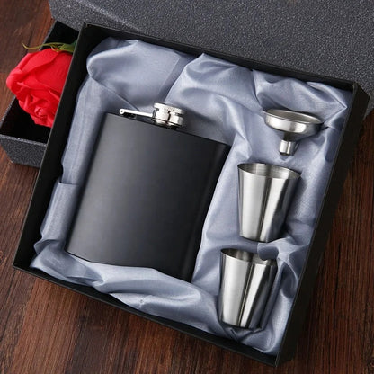 4 Piece matte hip flask set