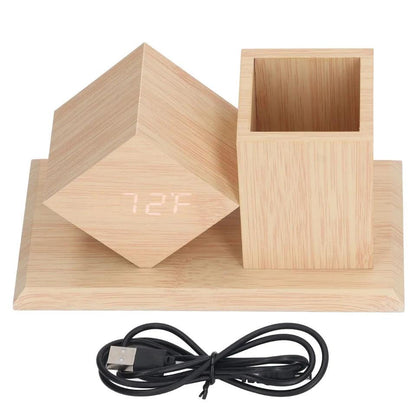 Wooden desk clock