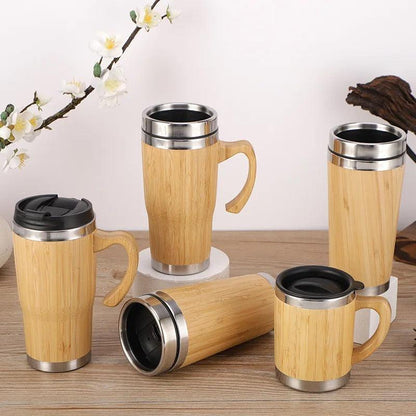 Wooden thermal travel mug