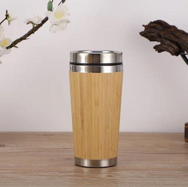 Wooden thermal travel mug