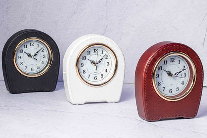 Leather desk clock