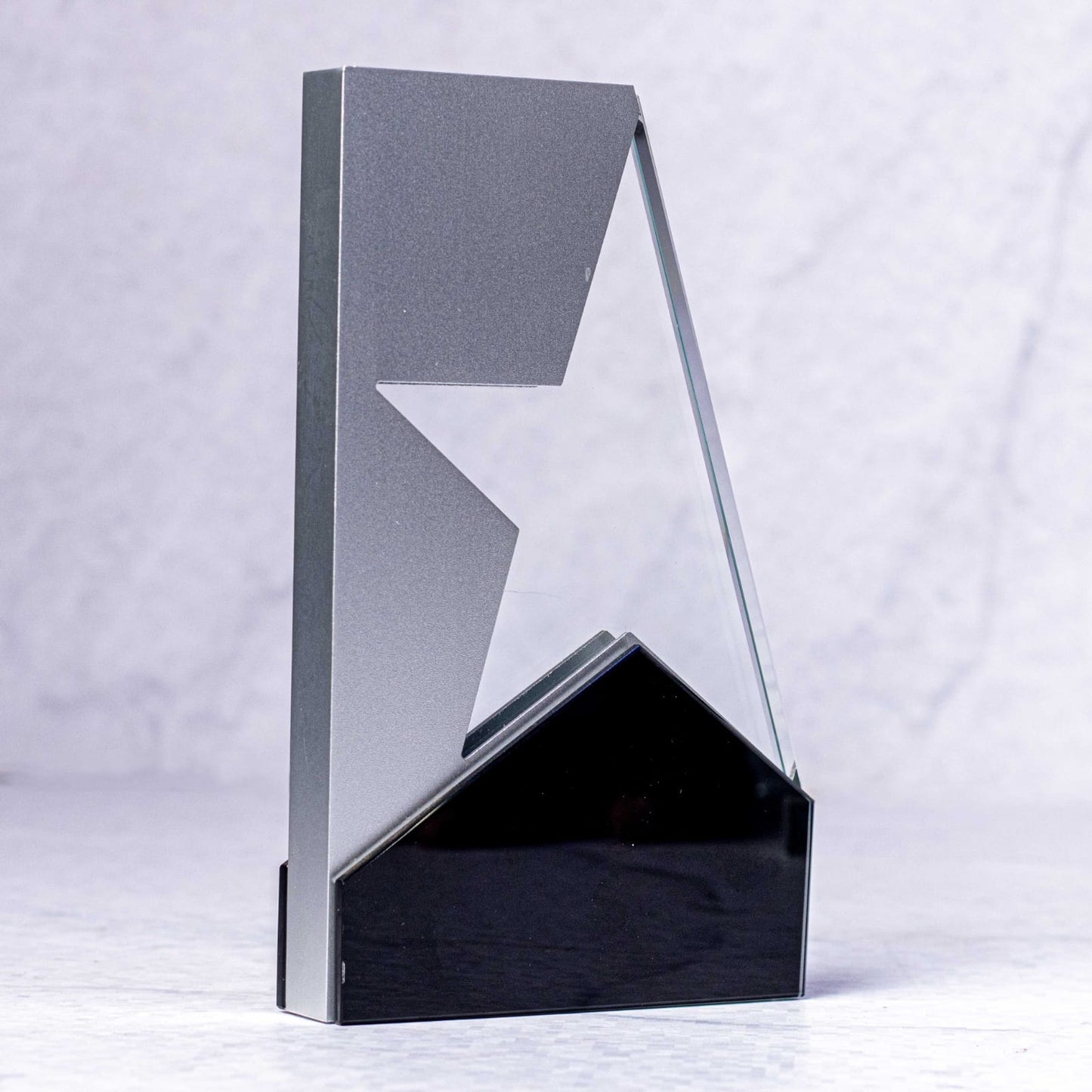 Récompense en cristal de flamme avec base en bois