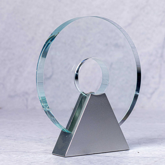 Pierced round crystal award