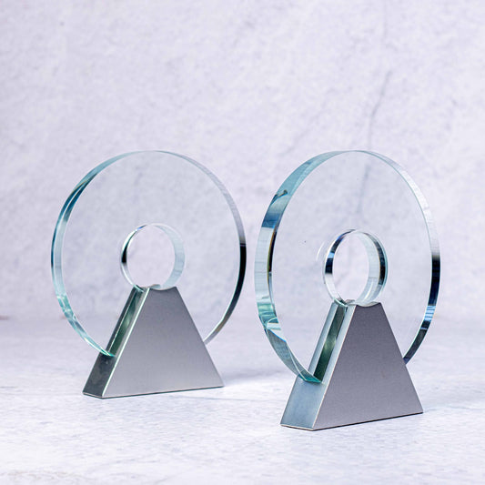 Pierced round crystal award