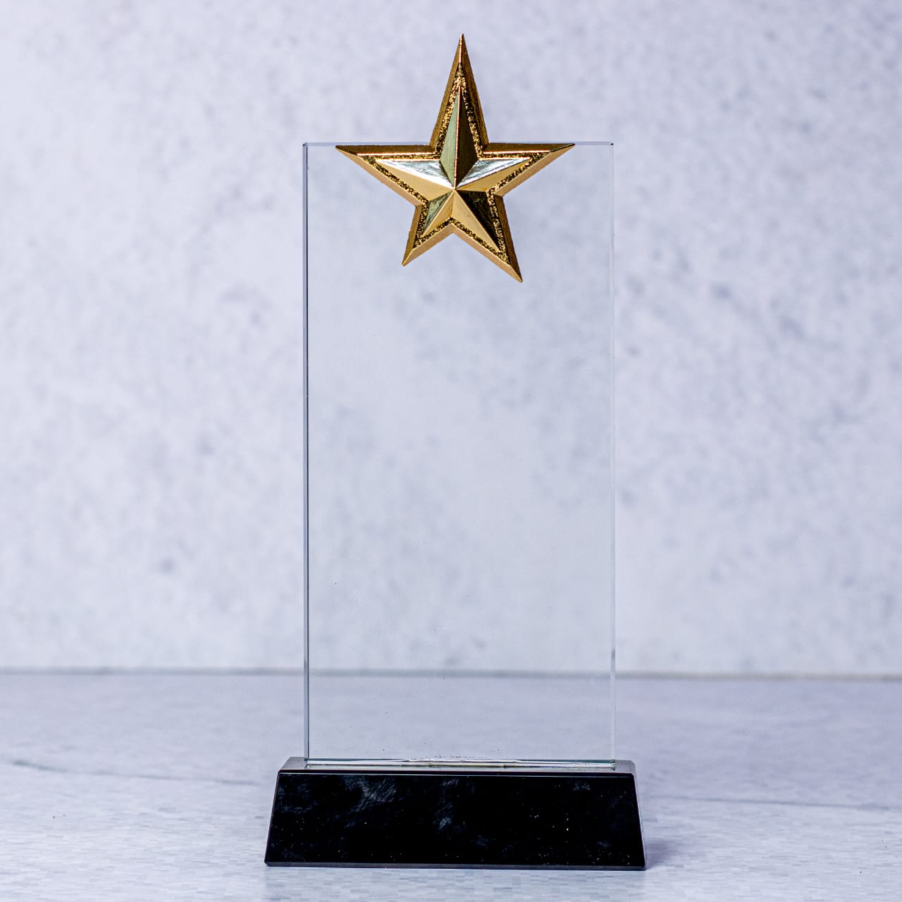 Récompense en cristal de flamme avec base en bois