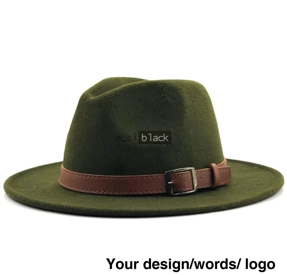 Buckled Cowboy Fedora Hat Olive / 56