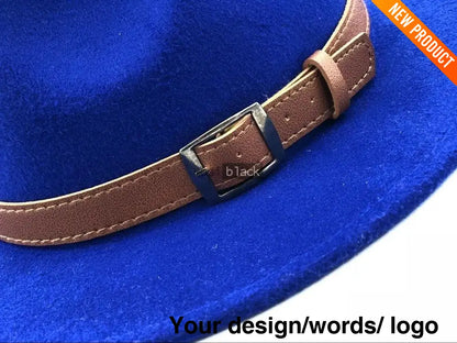 Buckled Cowboy Fedora Hat Royal Blue / 56