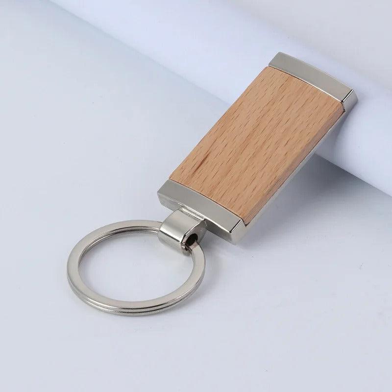 Center block wooden key chain