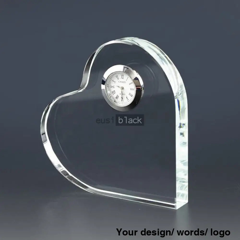 Clocked Love Heart Crystal Award