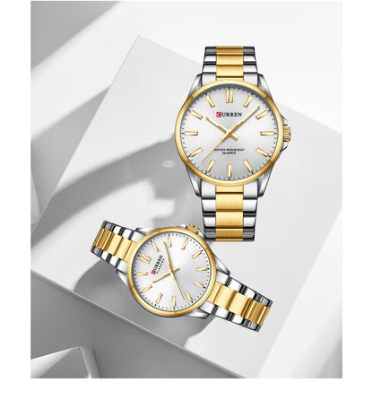 Couple's two tone metallic watches