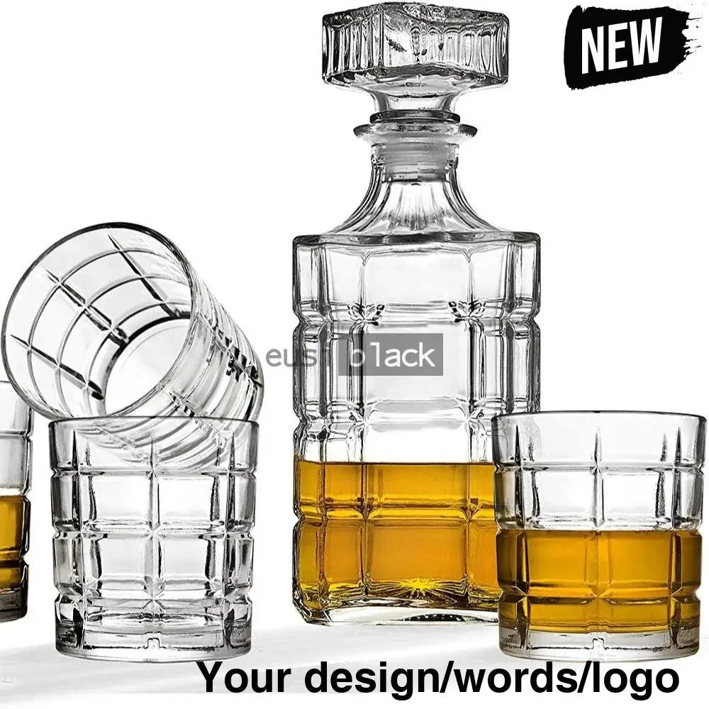 Cubic Decanter | 800Ml Decanter + 4 Whiskey Glasses