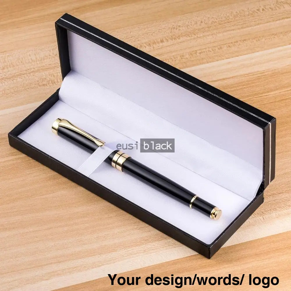 Executive Pen In Leather Case Gold On Black