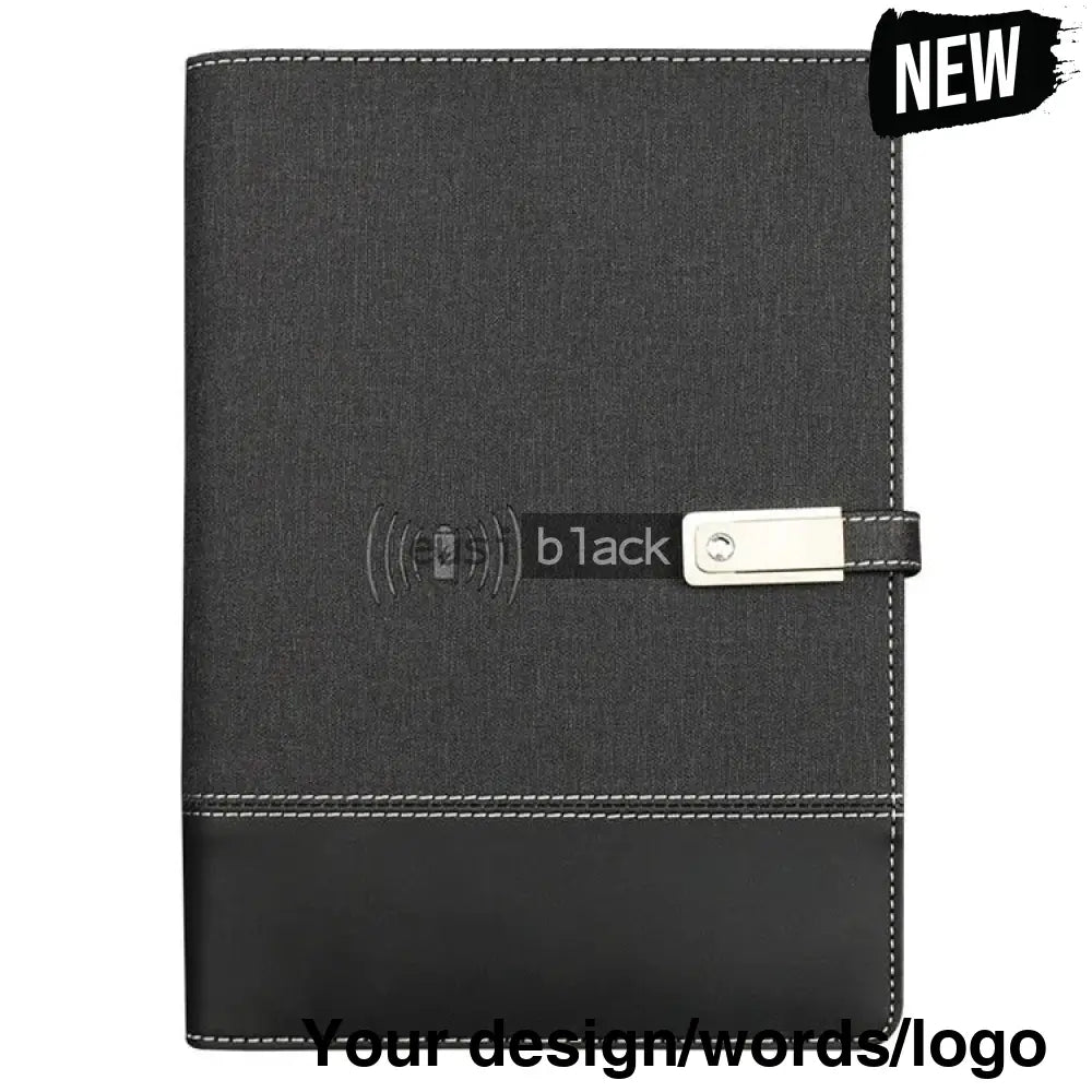 Executive inbuilt power bank notebook Black