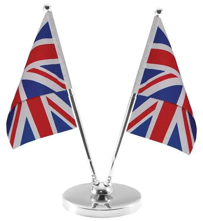 Adjustable metallic double table flag holder - A3