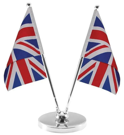 Adjustable metallic double table flag holder - A3