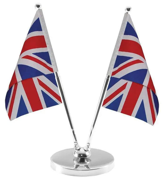 Adjustable metallic double table flag holder - A3