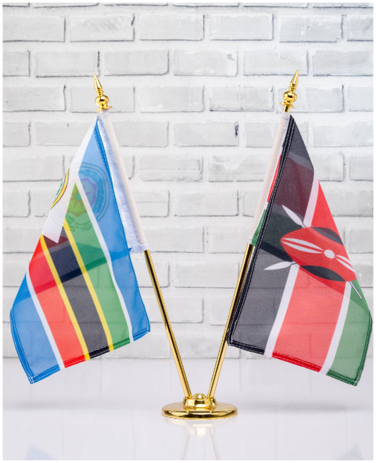 Metallic double table flag holder - A3 Heavy duty