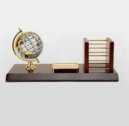 Globe & rack wooden organizer