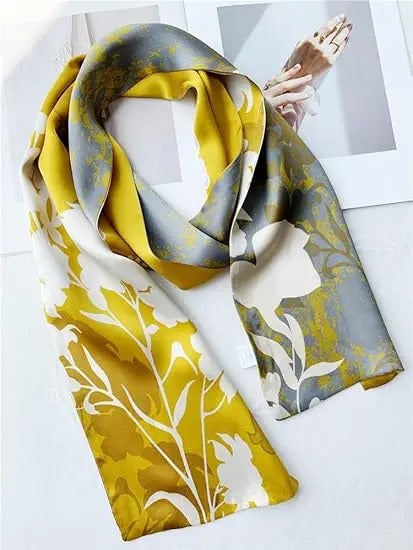 Gold on white silk shawl