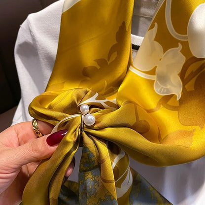 Gold on white silk shawl