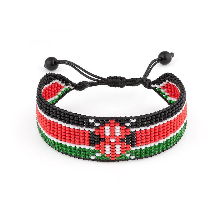 Adjustable Kenyan beaded wristband