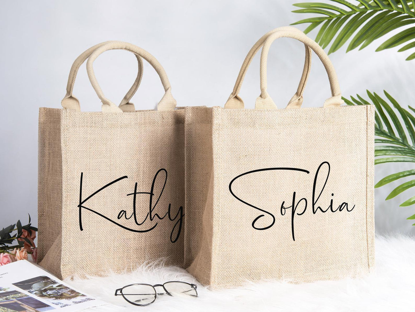 Personalized tote jute bag