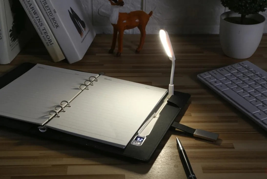 LED inbuilt power bank + lamp notebook