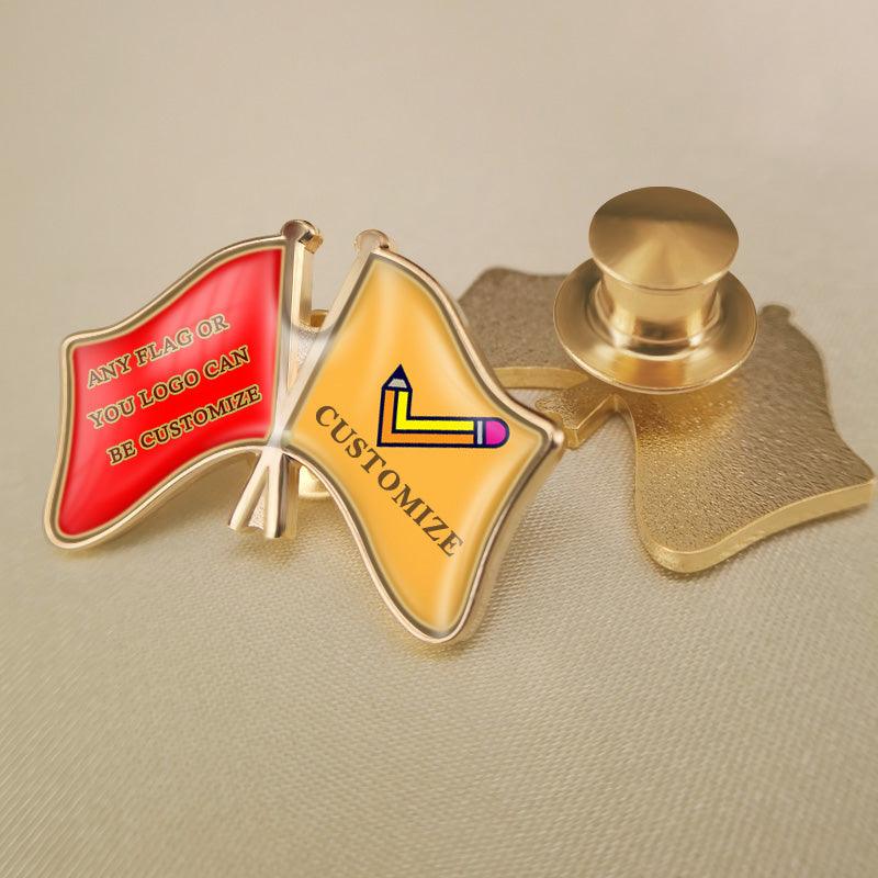 Double flag lapel pin