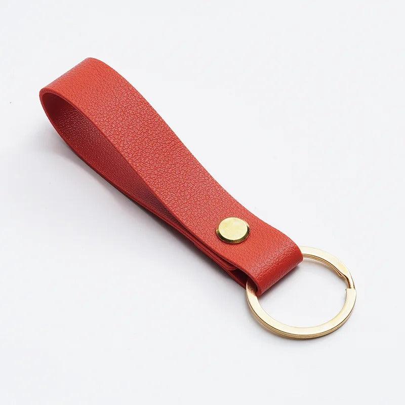 Leather strip key chain