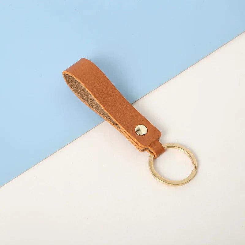 Leather strip key chain