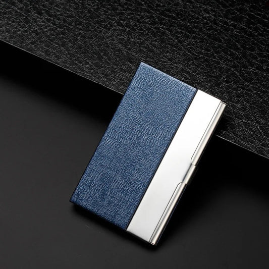 Leather metallic business card holder