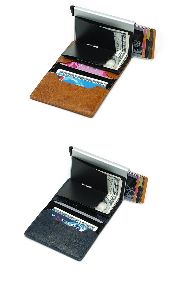 Leather pop-up card holder