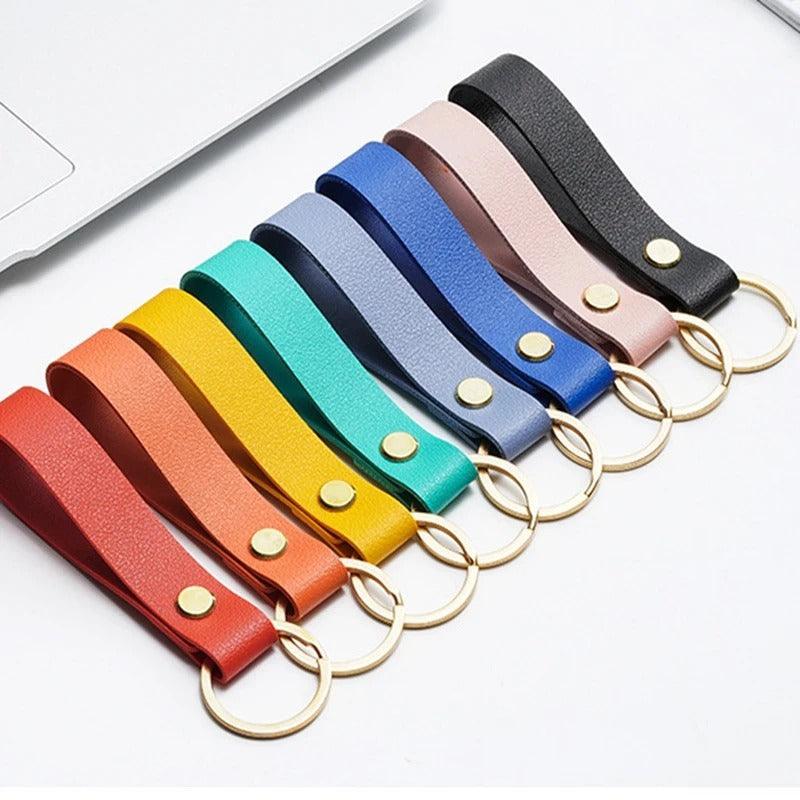 Leather strip key chain