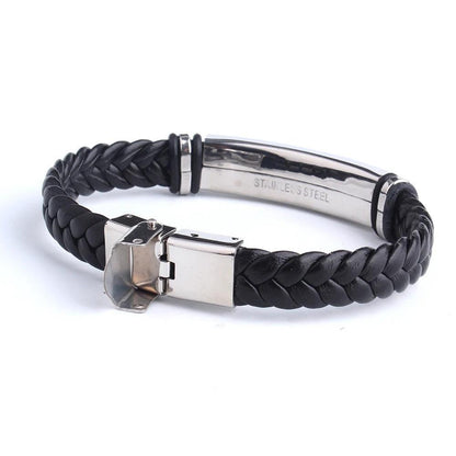 Leather chain-link bracelet