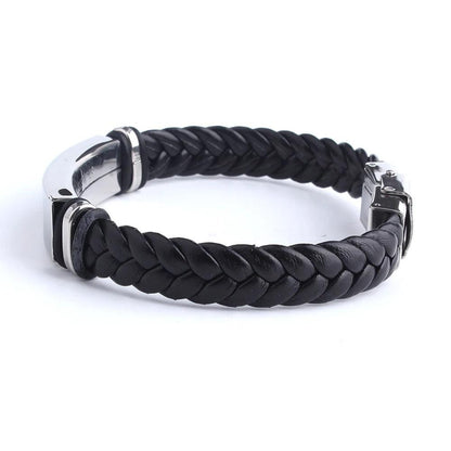 Leather chain-link bracelet