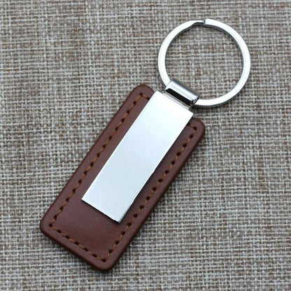 Metal clipped leather key chain