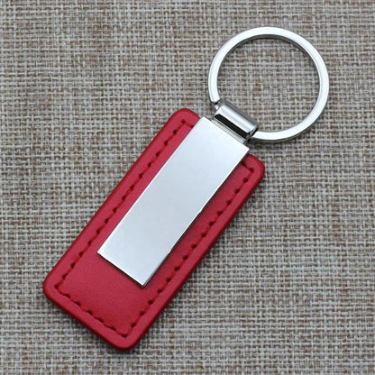 Metal clipped leather key chain