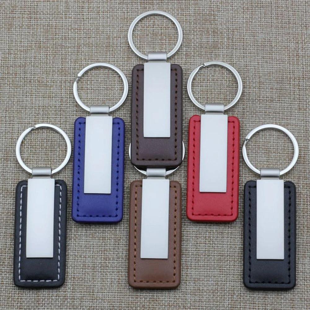 Metal clipped leather key chain