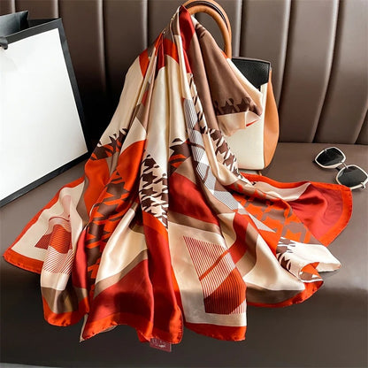 Orange-white silk shawl