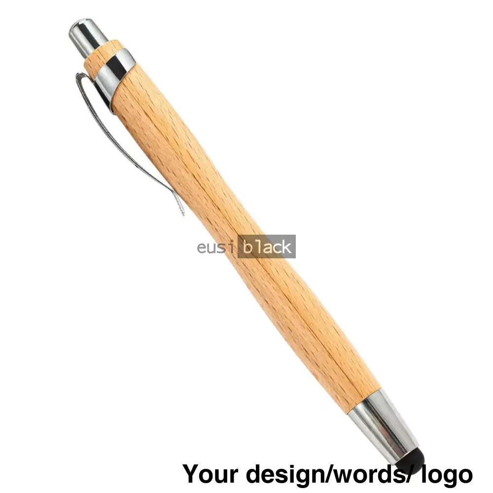 Oval Clipped Wooden Stylus Pen