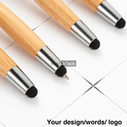 Oval Clipped Wooden Stylus Pen