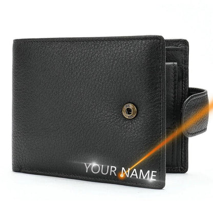 Pin lock leather wallet