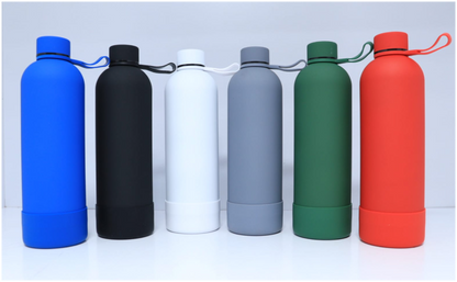 Silicon base side strap thermal bottle